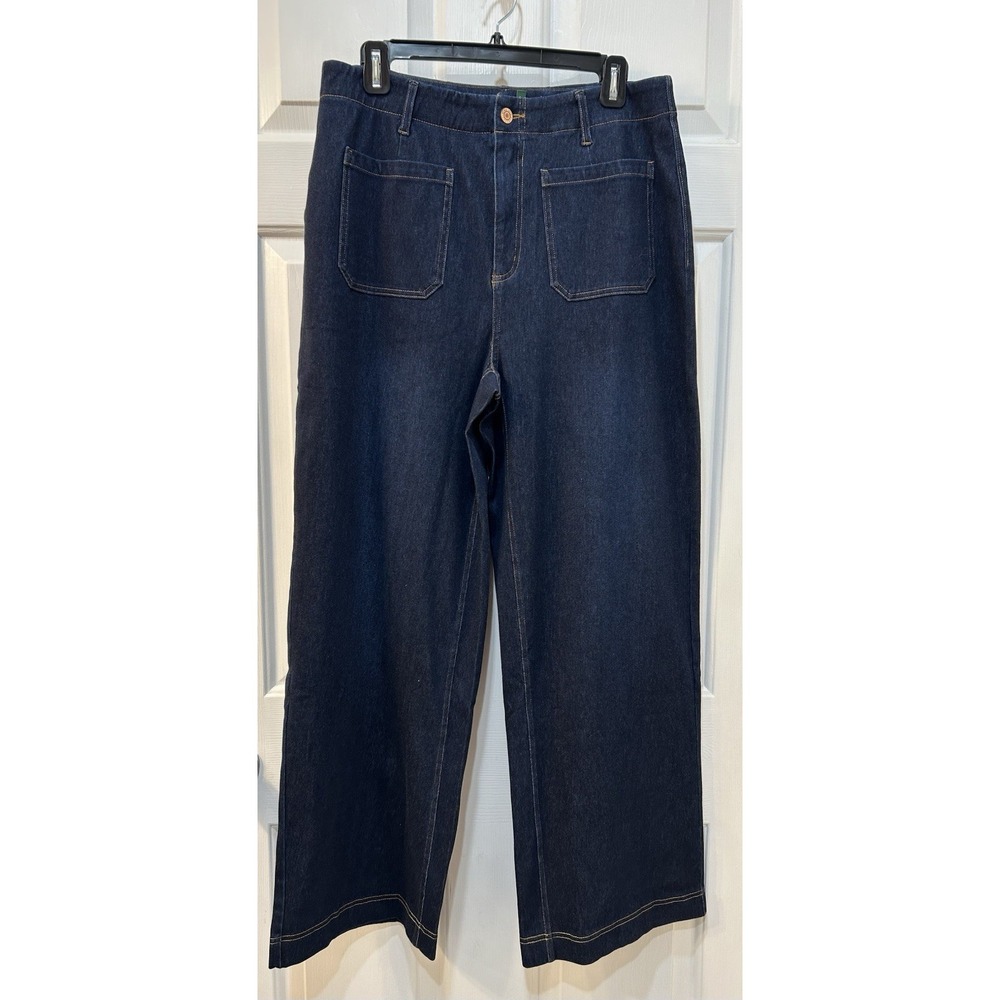 NWT Halara Flex High Waisted Straight Leg Jeans w/ Pockets Sz L Stretch Dk Wash